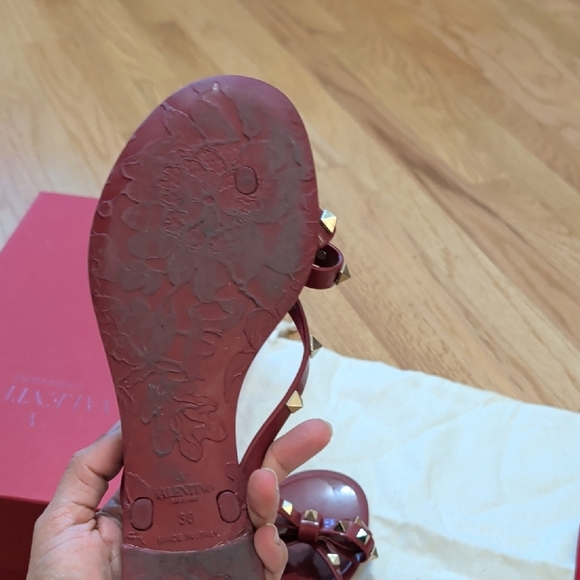 Valentino Red Studded Bow Sandals - Picture 4 of 8